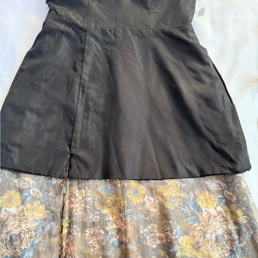 Brown Floral Halter Evening Dress - Picture 6 of 8